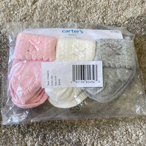 0-3 month 6 pack baby girls socks